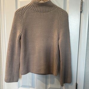 Ann Taylor Ribbed Mock Neck Sweater XS Beige Knit Cozy Classic